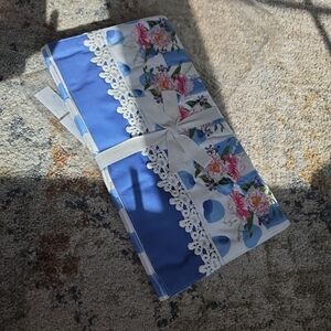 Mackenzie-Childs Wildflowers Table Runner Blue 14x90
